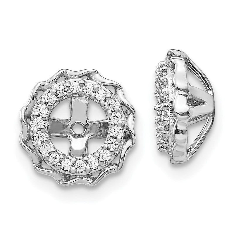 14K Weißgold Gedreht Kante Diamant Ohrring Jacken