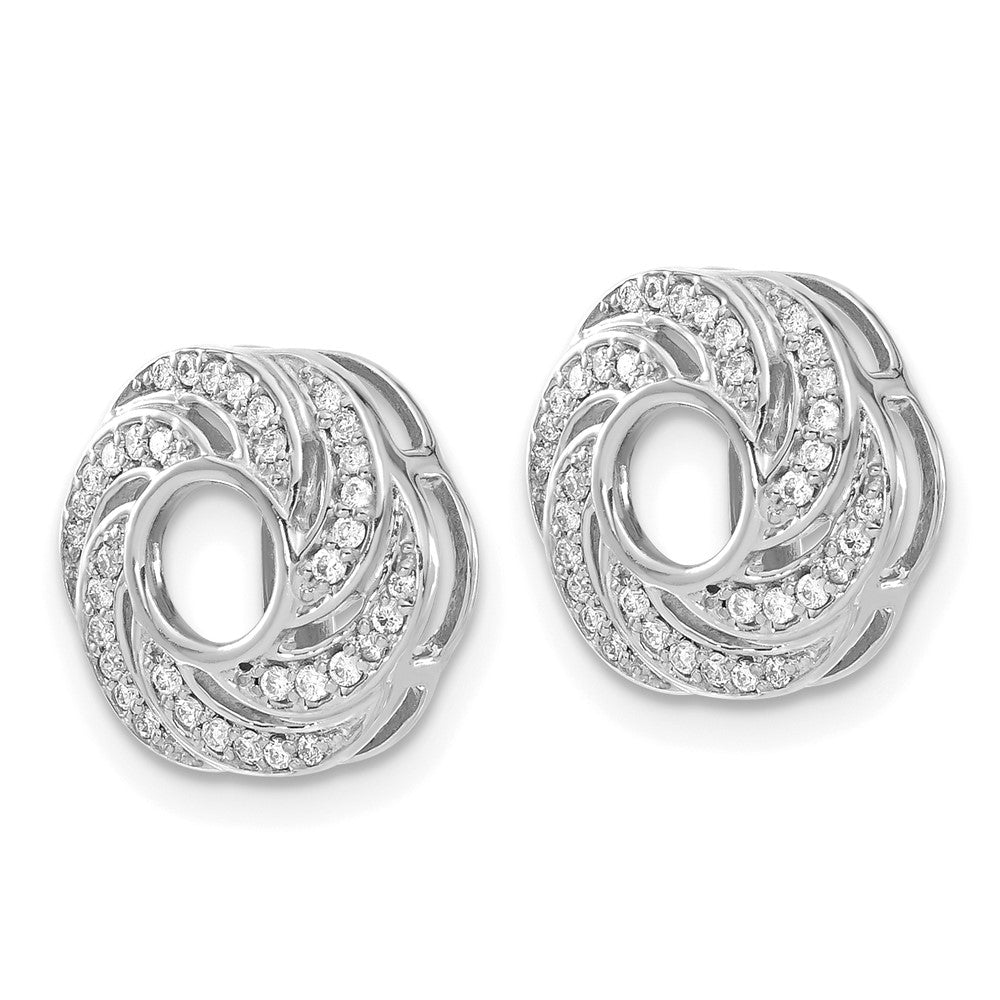 14K Weißgold Ohrring-Jacket mit 0,25 ct. Laborgezüchteten Diamanten VS/SI+ G+ und 4,5 mm Wirbel-Design