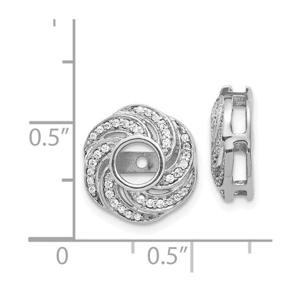 14K Weißgold Wirbel Diamant Jacke Ohrringe