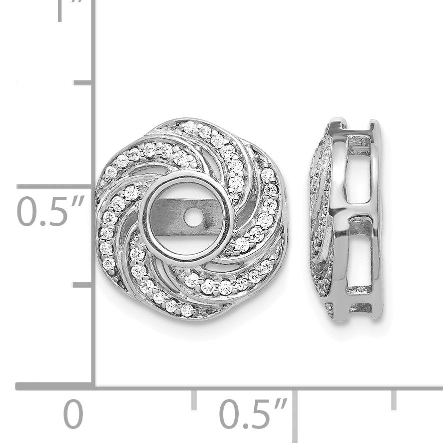 14K Weißgold Ohrring-Jacket mit 0,25 ct. Laborgezüchteten Diamanten VS/SI+ G+ und 4,5 mm Wirbel-Design