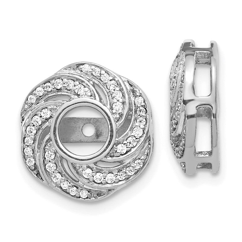 14K Weißgold Ohrring-Jacket mit 0,25 ct. Laborgezüchteten Diamanten VS/SI+ G+ und 4,5 mm Wirbel-Design