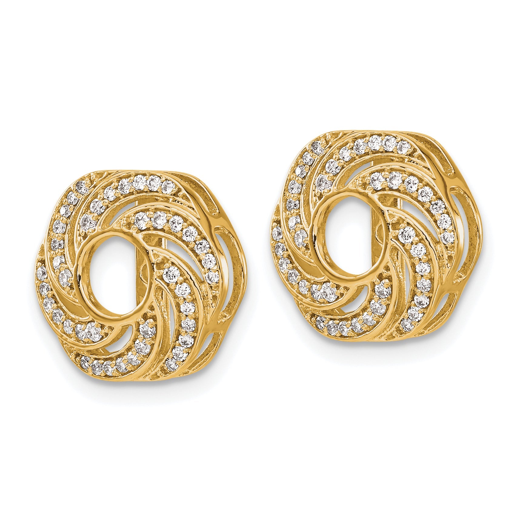 14K Gelbgold Wirbel Diamant Jacke Ohrringe