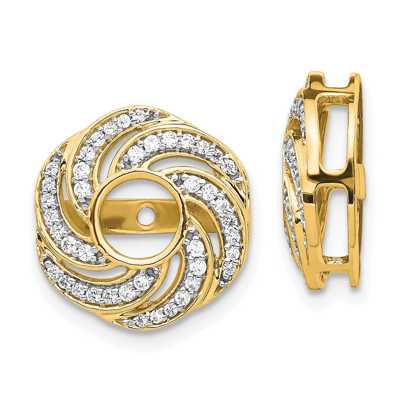 14K Gelbgold Wirbel Diamant Jacke Ohrringe