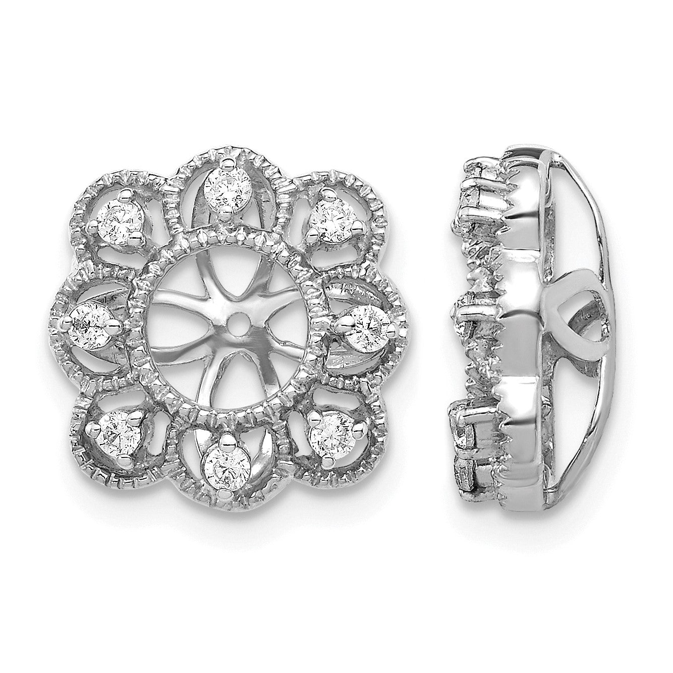 14K Weißgold Ohrring-Jacket mit 0,25 ct. im Labor gezüchtetem Diamant VS/SI+ G+, 4,4 mm