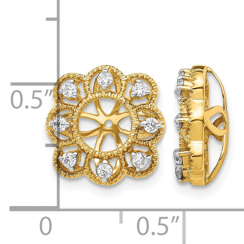 14K Gelbgold Ohrring-Jacket mit 0,25 ct. im Labor gezüchteten Diamanten VS/SI+ G+ mit 4,4 mm