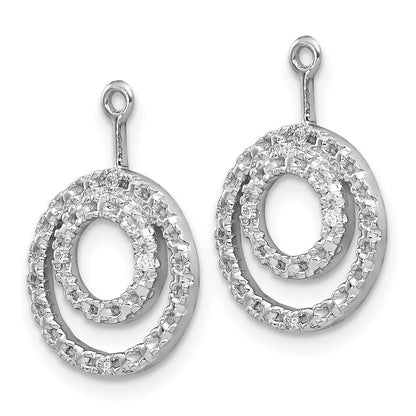 14K Weißgold Ohrring-Jackets mit Diamant-Doppelkreis