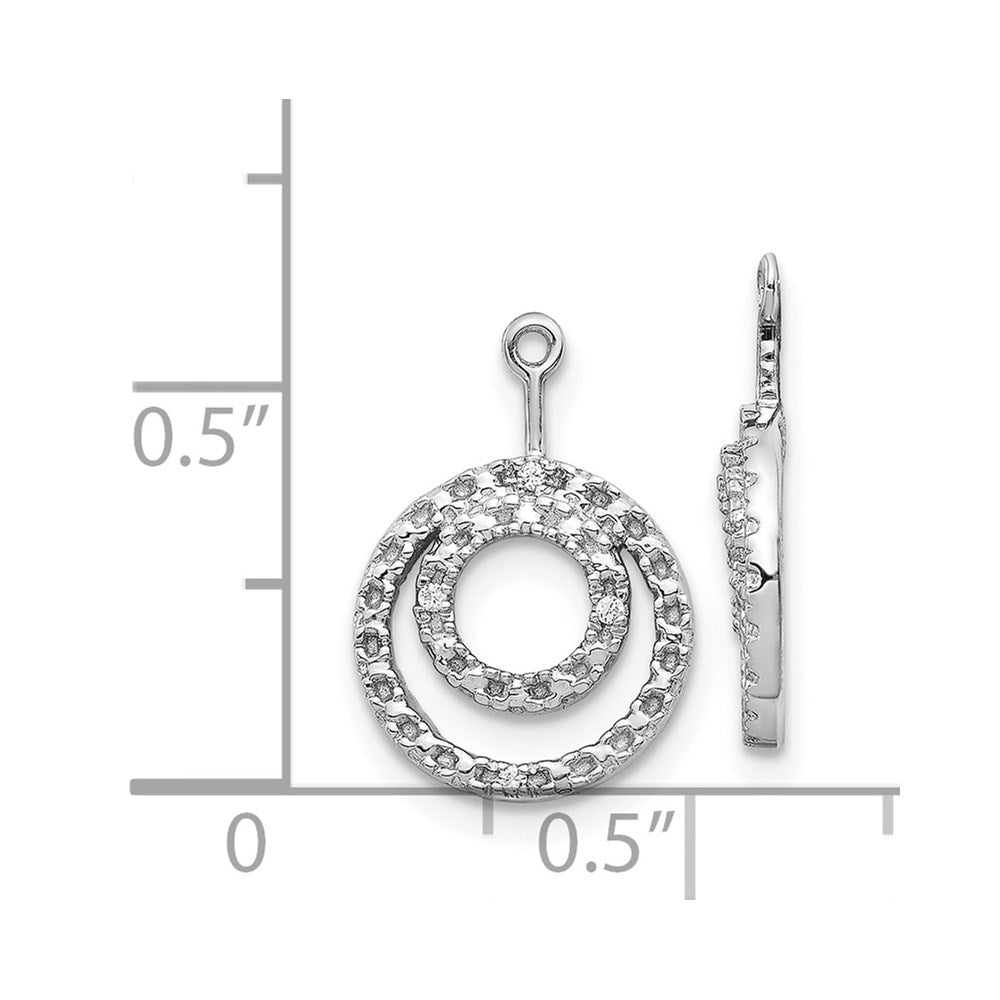 14K Weißgold Ohrring-Jackets mit Diamant-Doppelkreis