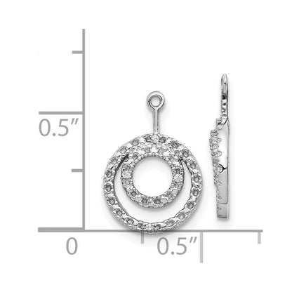 14K Weißgold Ohrring-Jackets mit Diamant-Doppelkreis