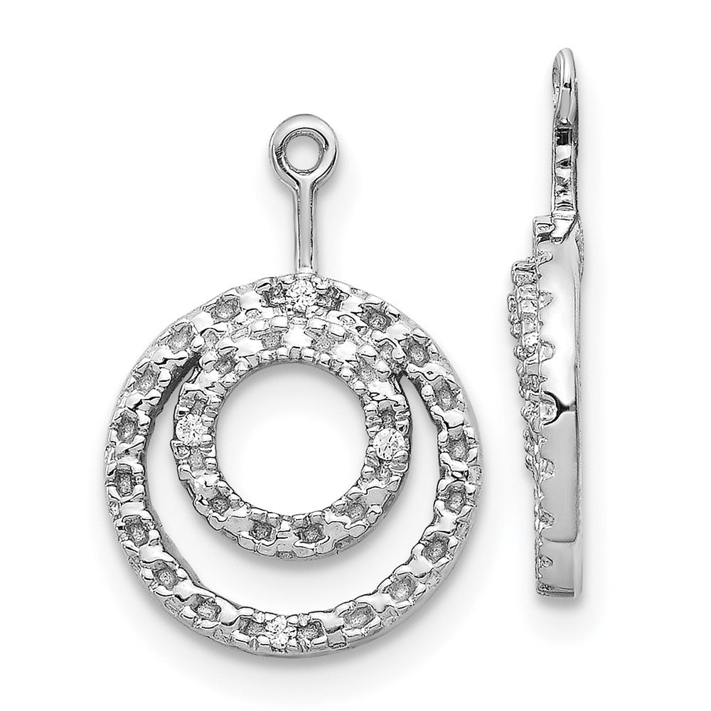 14K Weißgold Ohrring-Jackets mit Diamant-Doppelkreis