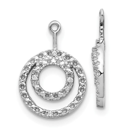 14K Weißgold Ohrring-Jackets mit Diamant-Doppelkreis