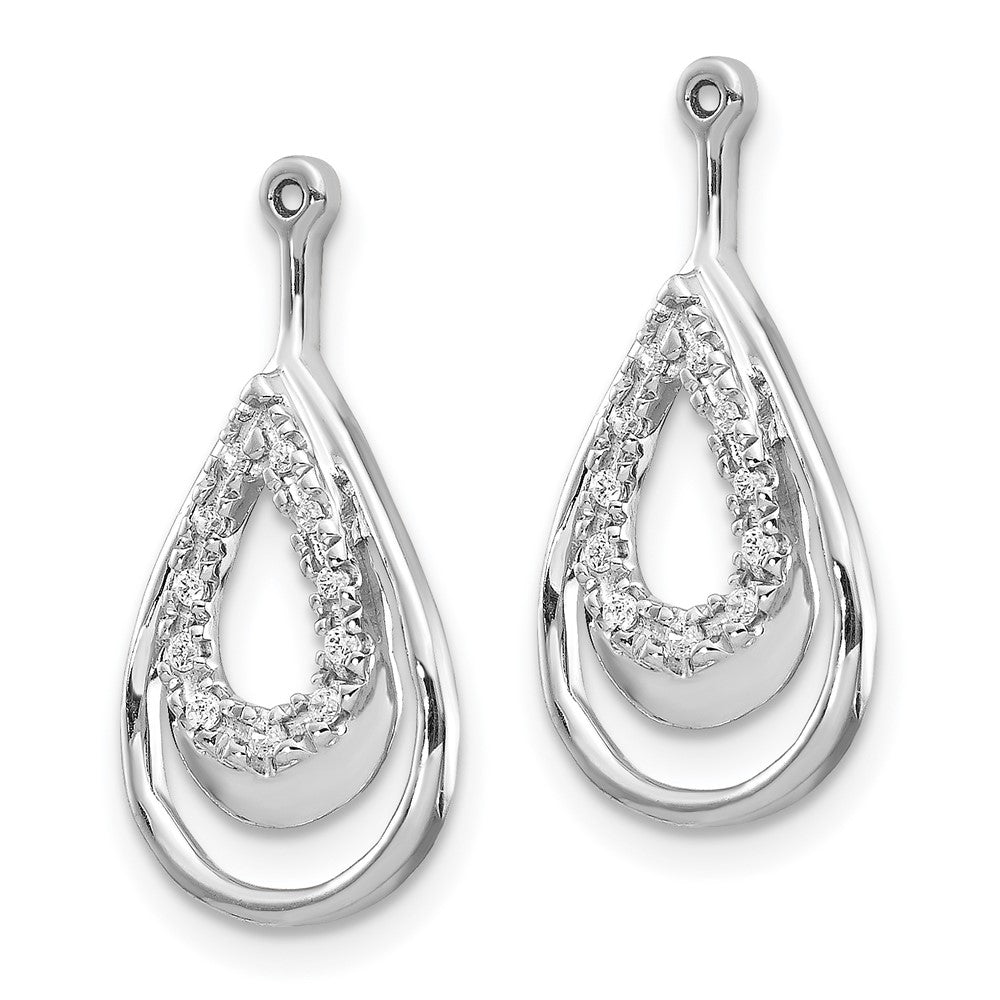 14K Weißgold Diamant-Ohrring-Jackets in doppelter Tropfenform