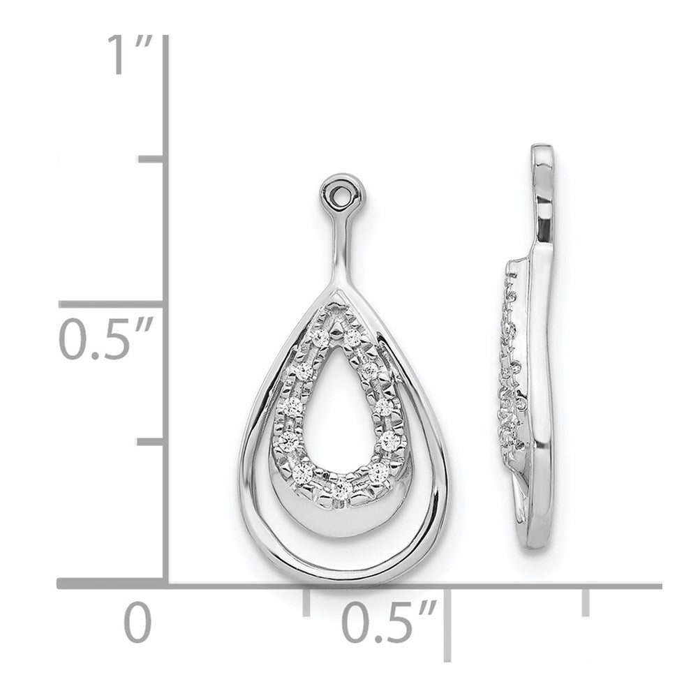 14K Weißgold Diamant-Ohrring-Jackets in doppelter Tropfenform