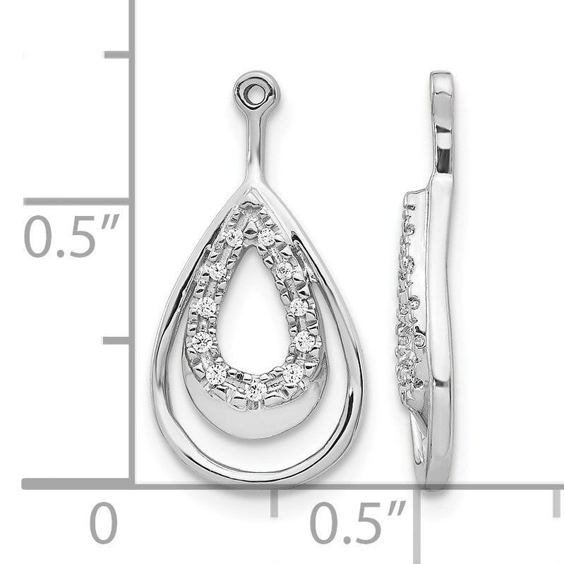 14K Weißgold Ohrring-Jackets mit 0,067 ct. im Labor gezüchteten Diamanten in Tropfenform, VS/SI+ G+