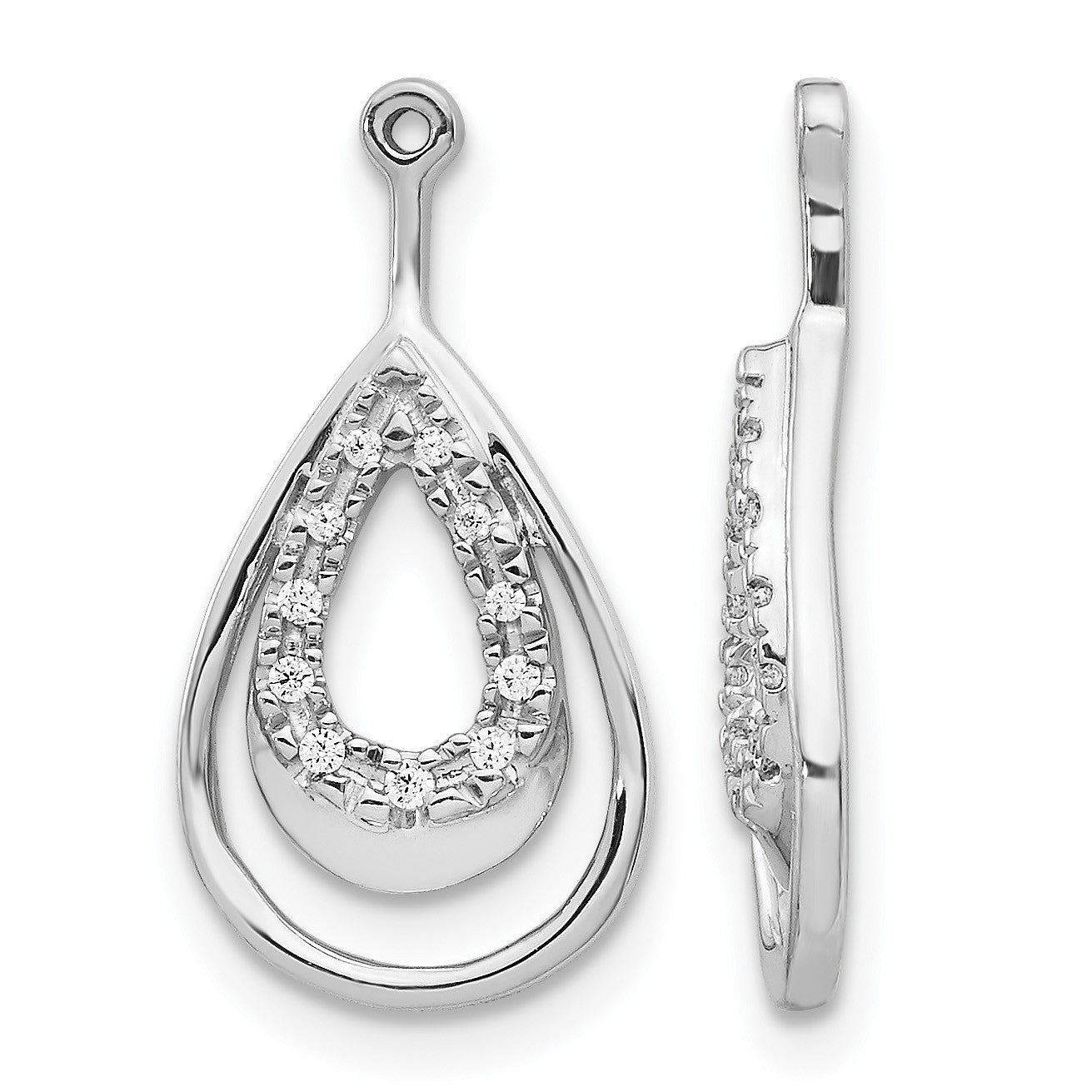 14K Weißgold Ohrring-Jackets mit 0,067 ct. im Labor gezüchteten Diamanten in Tropfenform, VS/SI+ G+