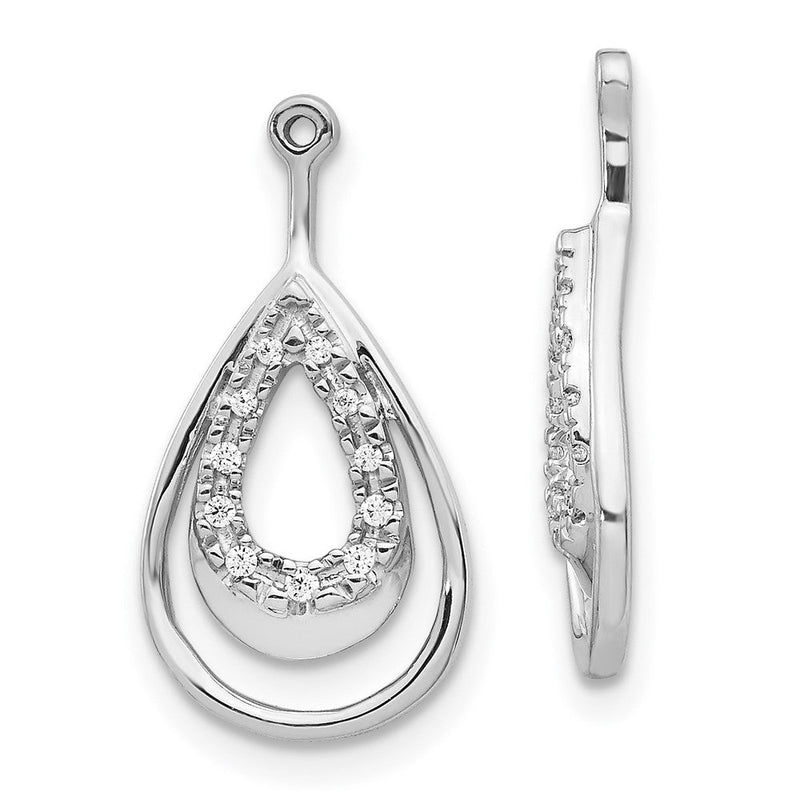 14K Weißgold Ohrring-Jackets mit 0,067 ct. im Labor gezüchteten Diamanten in Tropfenform, VS/SI+ G+