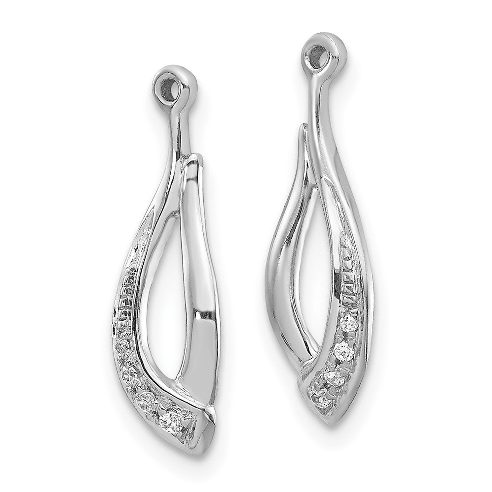 14K Weißgold Ohrring-Jackets mit gedrehtem Tropfen-Diamant