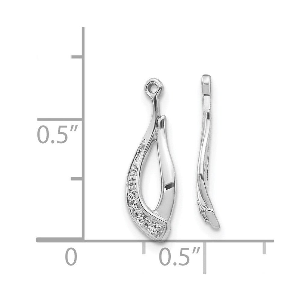 14K Weißgold Ohrring-Jackets mit gedrehtem Tropfen-Diamant