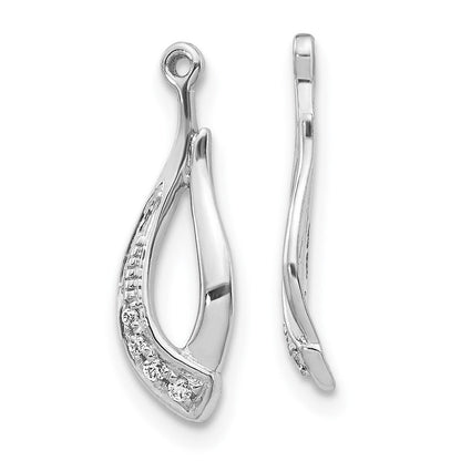 14K Weißgold Ohrring-Jackets mit gedrehtem Tropfen-Diamant
