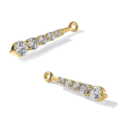Ohrschmuck-Aufsätze mit fünf Steinen im Journey-Stil, natürlicher Diamant, in 14K Gelbgold