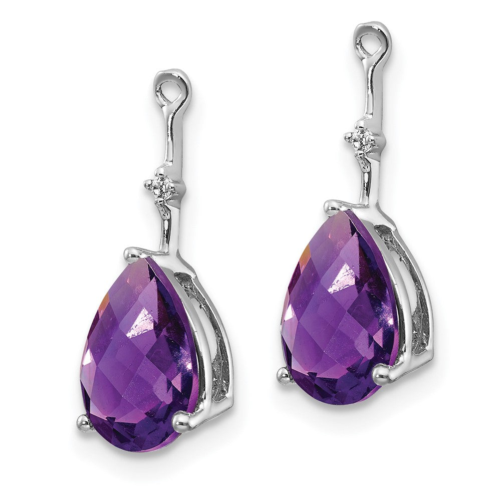 Ohrring-Jackets mit natürlichen Diamanten und Amethysten im Tropfenschliff in 14K Weißgold