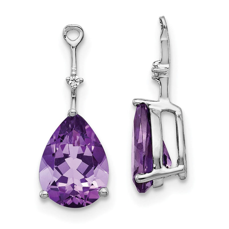 Ohrring-Jackets mit natürlichen Diamanten und Amethysten im Tropfenschliff in 14K Weißgold
