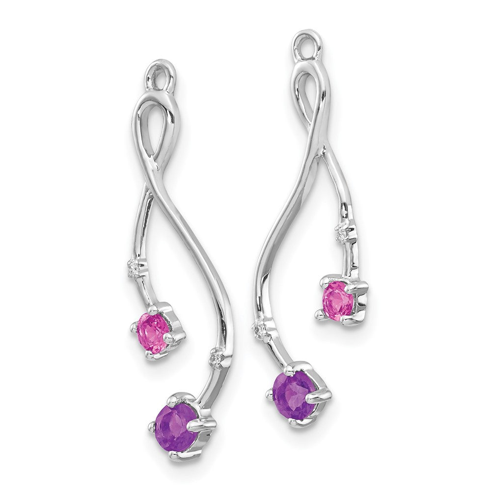 14K Weißgold Diamant, Amethyst und Rosa Tourm Ohrring Jacken