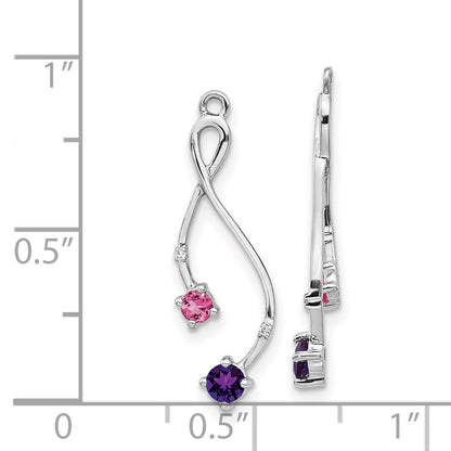 14K Weißgold Diamant, Amethyst und Rosa Tourm Ohrring Jacken