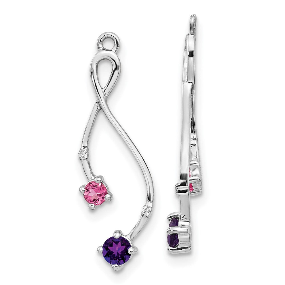 14K Weißgold Diamant, Amethyst und Rosa Tourm Ohrring Jacken