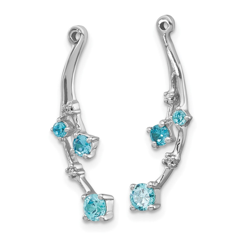 14K Weißgold Diamant- und Blautopas-Ohrring-Jackets
