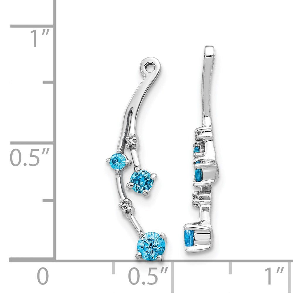 14K Weißgold Diamant- und Blautopas-Ohrring-Jackets