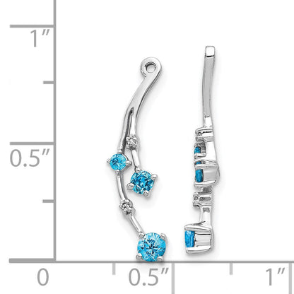 14K Weißgold Diamant- und Blautopas-Ohrring-Jackets