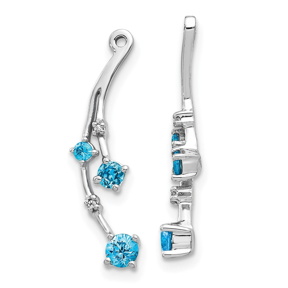 14K Weißgold Diamant- und Blautopas-Ohrring-Jackets