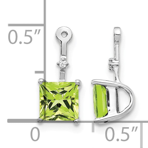 14K Weißgold Ohrring-Jackets mit Diamant und quadratischem Peridot