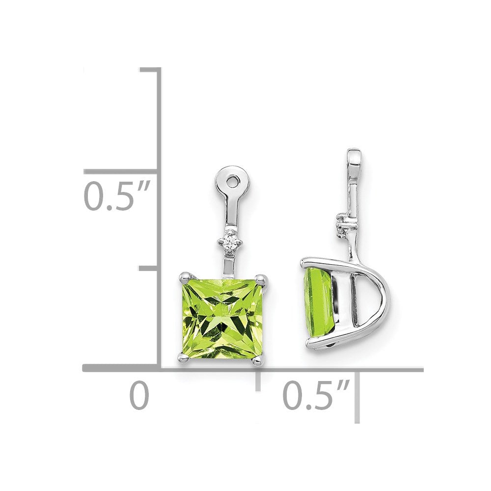 14K Weißgold Ohrring-Jackets mit Diamant und quadratischem Peridot