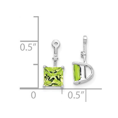 14K Weißgold Ohrring-Jackets mit Diamant und quadratischem Peridot
