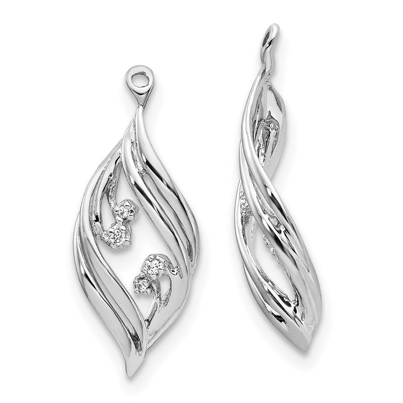 14K Weißgold Diamant-Ohrring-Jackets mit gedrehtem Fantasie-Design