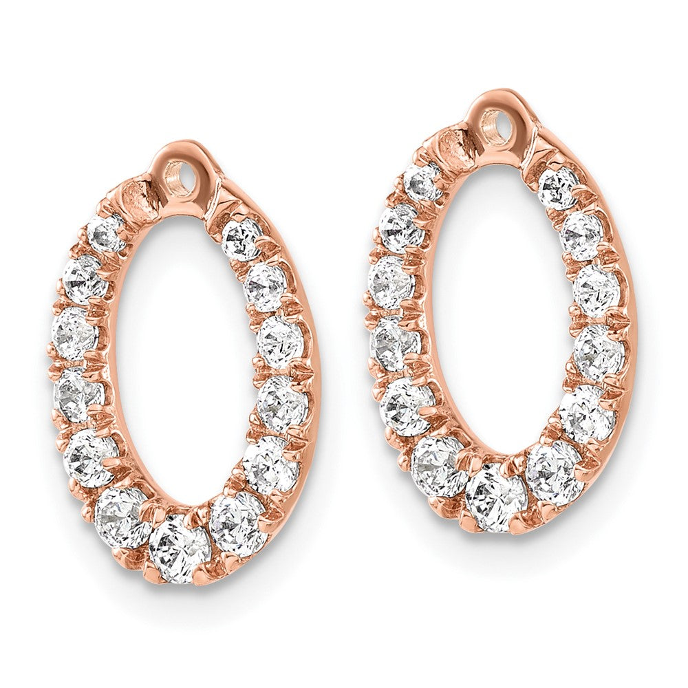 14K Roségold Ohrring-Jackets mit ovalen laborgezüchteten Diamanten, 0,625 ct., VS/SI+ G+