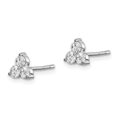 14K Weißgold Ohrringe mit echten Diamanten, 3-Stein