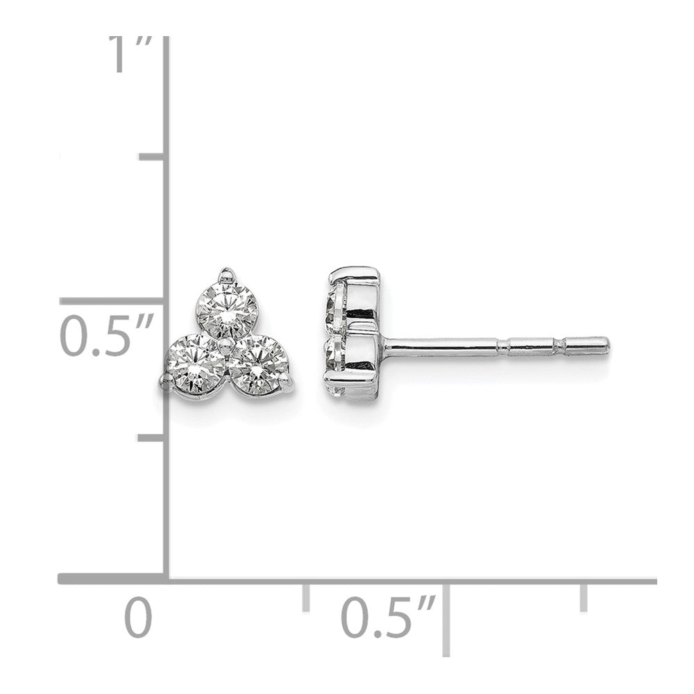 14K Weißgold Ohrringe mit echten Diamanten, 3-Stein