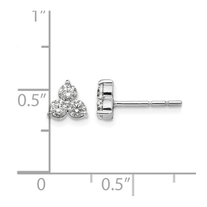 14K Weißgold Ohrringe mit echten Diamanten, 3-Stein