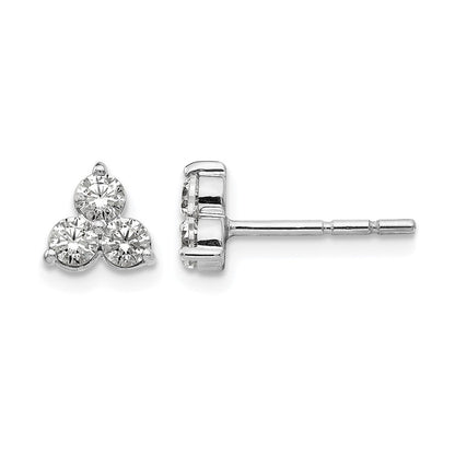 14K Weißgold Ohrringe mit echten Diamanten, 3-Stein
