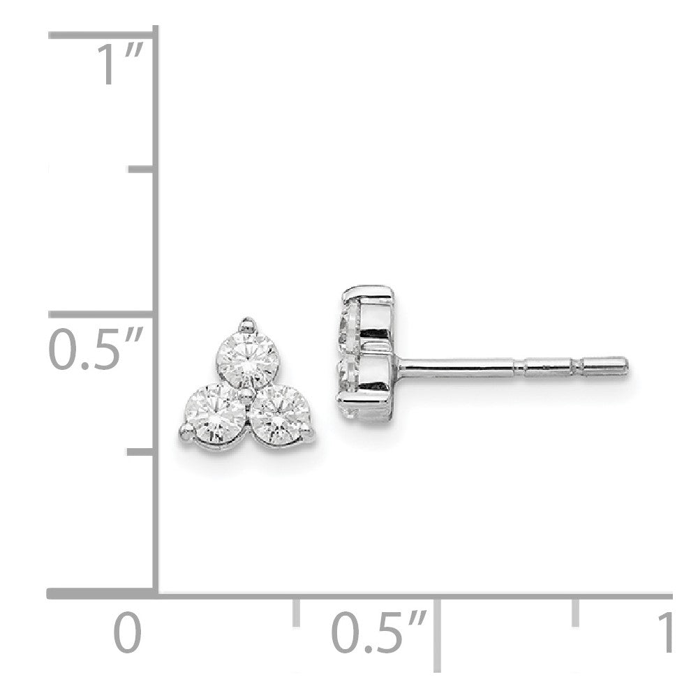 14K Weißgold Ohrringe mit echten Diamanten, 3-Stein