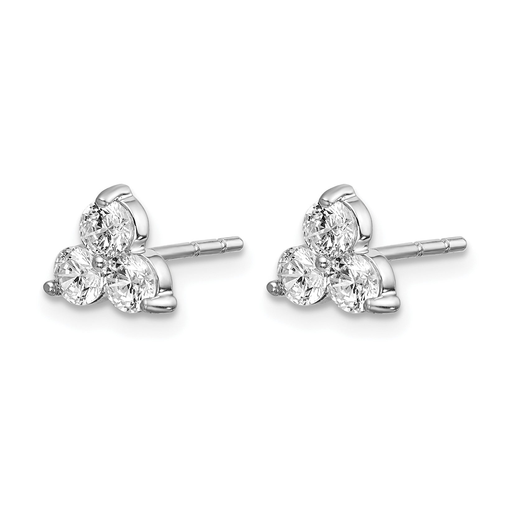 14K Weißgold Ohrringe mit echten Diamanten, 3 Steine