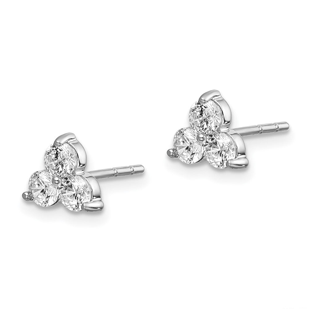 14K Weißgold Ohrringe mit echten Diamanten, 3 Steine