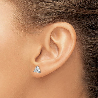 14K Weißgold Ohrringe mit echten Diamanten, 3 Steine