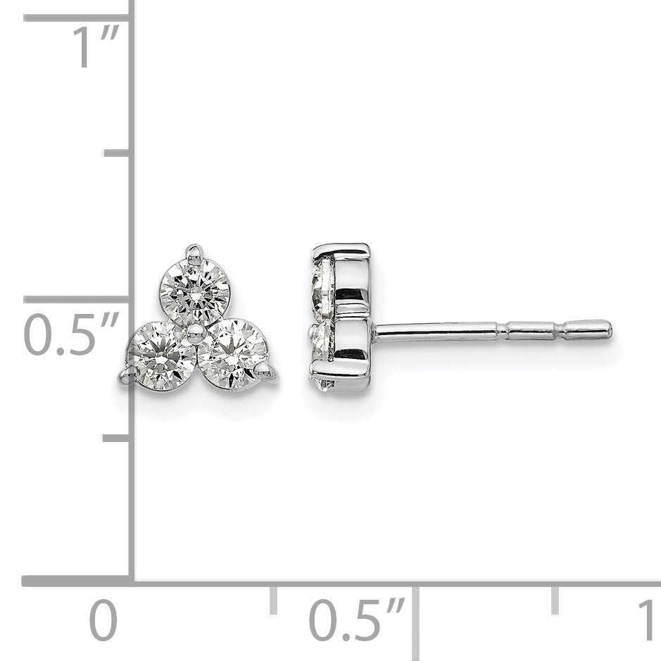 14K Weißgold Ohrringe mit echten Diamanten, 3 Steine