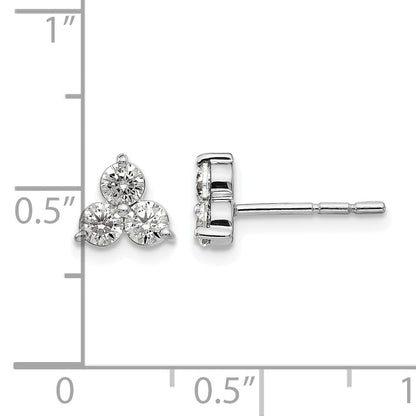 14K Weißgold Ohrringe mit echten Diamanten, 3 Steine