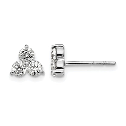 14K Weißgold Ohrringe mit echten Diamanten, 3 Steine