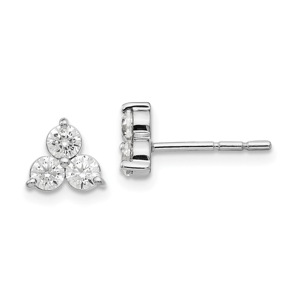 14K Weißgold Ohrringe mit echten Diamanten, 3 Steine
