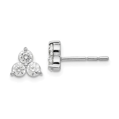 14K Weißgold Ohrringe mit echten Diamanten, 3 Steine